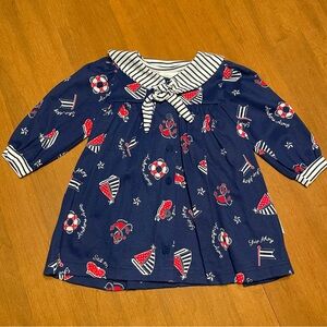Healthtex Girl’s 2T Navy and White Striped Collar Nautical Sailor Boat Dress